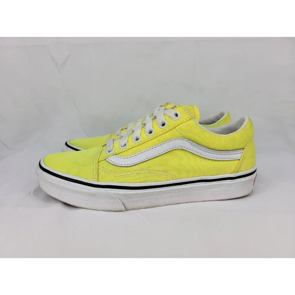 Vans Old Skool Shoes Sneakers Womens Size 6 Neon Highlighter Yellow White 508731 - Picture 10 of 12